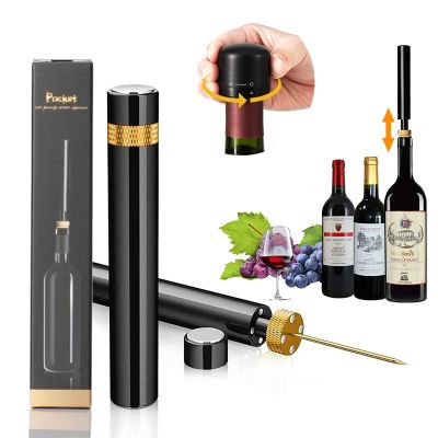 ∋▩ↂ Air Pressure Pump Wine Bottle Opener Portable Stainless Steel Pin Easy Cork Remover Corkscrew for Home Party Wine Lovers Tools