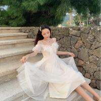 COD DSFGRDGHHHHH Korean Dress women Seaside beach chic sling mesh summer new white dress