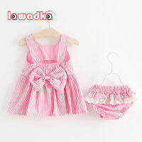 Lawadka 9-24M Summer New Baby Girls Sets Striped Bow Toddler Clothing 2022 New Brand Lace Short PP Pants +Dress 2Pcs Clothes  by Hs2023