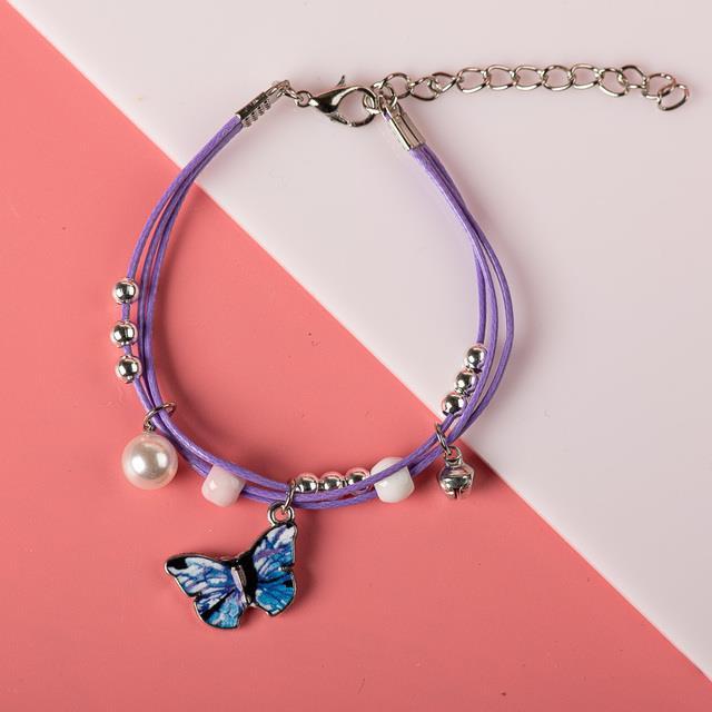 multicolor-cartoon-blue-butterfly-alloy-accessories-porcelain-beads-handmade-bracelet-jewelry-wholesale-mz104