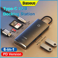 Baseus 6-In-1 Type-C HUB Docking Station PD Fast Charging Version Mirriring Screen-ประหยัดความเป็นส่วนตัวปกป้อง HDMI 30Hz USB3.0พอร์ตการ์ด Sd/tf สำหรับโน้ตบุ๊คมือถือ