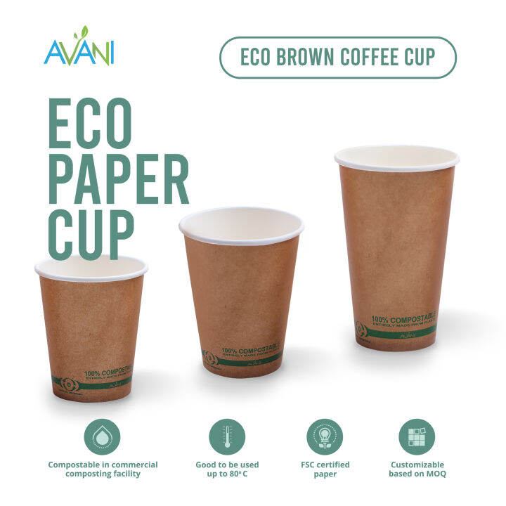 Paper Cup Coklat 8 oz, Gelas Ramah Lingkungan Tahan Panas - 50 cups ...