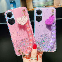 พร้อมปลอกสร้อยข้อมือ OPPO Reno 10 / 10Pro / 10Pro + 5G เคสโทรศัพท์ OPPO Reno 10 5G 3D หรูหราแวววาว Starry ปกอ่อนสำหรับ OPPO Reno 10Pro + 5G