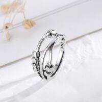 [COD] and retro old ring womens three-ring smart index finger transfer multi-circle bead ornaments