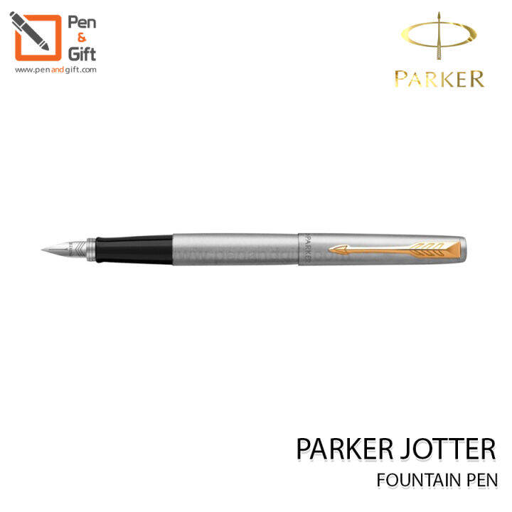 parker-jotter-fountain-pen-stainless-steel-gold-blue-black-red-ปากกา-ป๊ากเกอร์-หมึกซึม-จ๊อตเตอร์-ด้ามสแตนเลส-ทอง-เงิน-น้ำเงิน-แดง-ดำ-penandgift