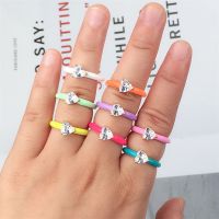 【YF】❅✷  Ins Color Enamel 18K Gold Plated Stackable Adjustable Opening