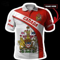 Canada Flag National Emblem 3D Print Summer Man Polo Shirts Short-Sleeve Male Casual Wear Brand T-Shirt Style-C36