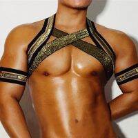 HOT Mens Chest Harness สายรัดไหล่กล้ามเนื้อเข็มขัด Arnes Hombre ผ้าพันแผลชุดชั้นในแขนแฟนซี Club Party Costume