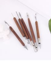 Polymer Clay tools 6-piece set of double-headed laser knife mahogany scraper clay sculpture carving knife diy tool for study Clay  Dough