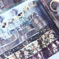 9 ม้วนดอกไม้ Washi เทปชุดตกแต่งเทปกาว Scrapbooking ทองฟอยล์ Washitape เครื่องเขียน Masking เทป Journal Supplies-fkldqyfiopgjf