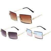 As Shown 3 Pairs Of Rimless Rectangular Colored Retro Transparent Fashion Glasses Unisex Suitable For Daily Wear