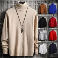 [COD] Foreign trade new mens knitted sweater Korean version high-necked pullover long-sleeved slim bottoming