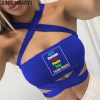 ❈✘✠ Your like Photo or Logo Customized European and women 39;s cross neck straps wild base single sexy wrapped chest