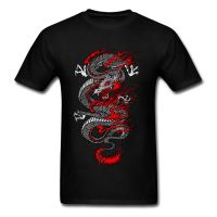 Asian Dragon T-shirt Men Chinese Style T Shirt Mans Black Red Tops Graphic Tees Cotton Clothes O Neck Tshirt Free Shipping