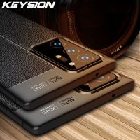 KEYSION Shockproof Case for Samsung Note 20 Ultra Luxury Leather Silicone Phone Back Cover for Galaxy S22 S21 S20 Plus