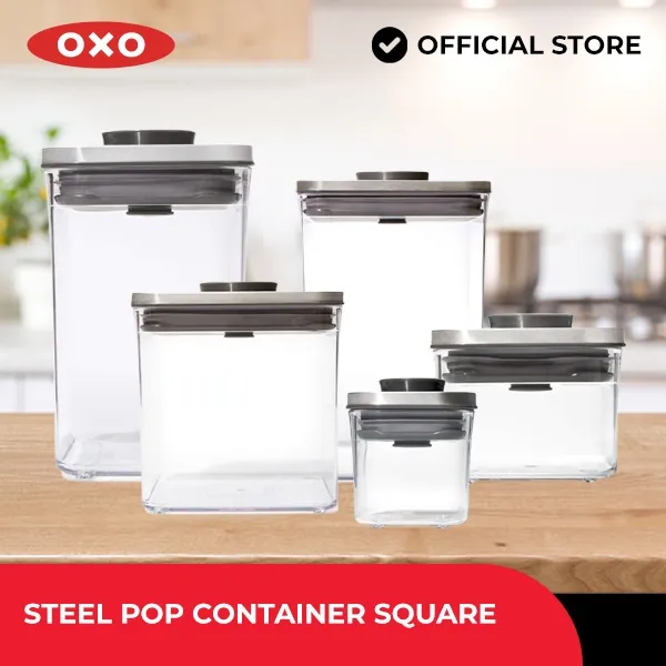 OXO Houseware Steel POP Container Square BPAFreeStainless Steel Cap