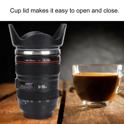แก้วแก้วกาแฟกาแฟสำหรับเดินทางถ้วยแก้วรูปกล้องพร้อมฝาพับเก็บได้ Mug Lensa ช่างภาพเป็นของขวัญ