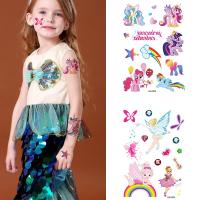 【YF】 Unicorn Mermaid Face Temporary Tattoos Children Girls Glitter Tattoo Stickers Body Art Tatoo for Kids Cute Cartoon Fake