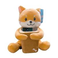 Car Tissue Holder Lamp/Shiba Inu Paper Towel Napkin Box Soft Plush Wipes Case Dispenser For Auto Napkin Holder Cute Car Garbage