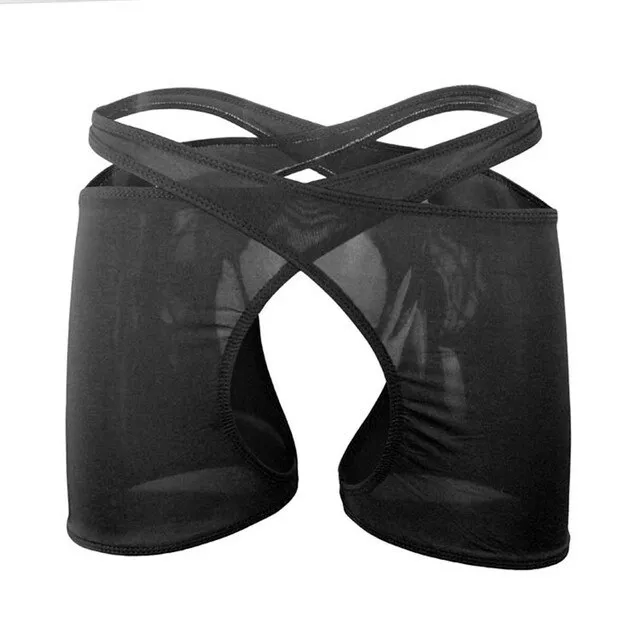 Cross Bandage Sex Underwear for Men Sissy Boxer Trunks Low Rise Funny