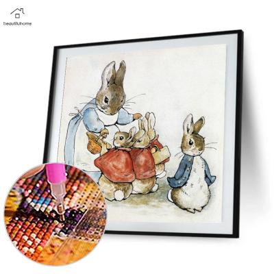 ชุดกระต่ายภาพวาดเพชรเจาะเต็มรอบ5D แบบทำมือศิลปะหัตถกรรมตกแต่งบ้าน