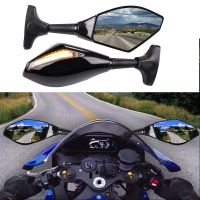 Motorcycle Rearview Mirrors with LED Turn Signals For Honda CBR600RR/CBR1000RR For Yamaha R1 R6 R6S Rearview Mirror Motorcycle