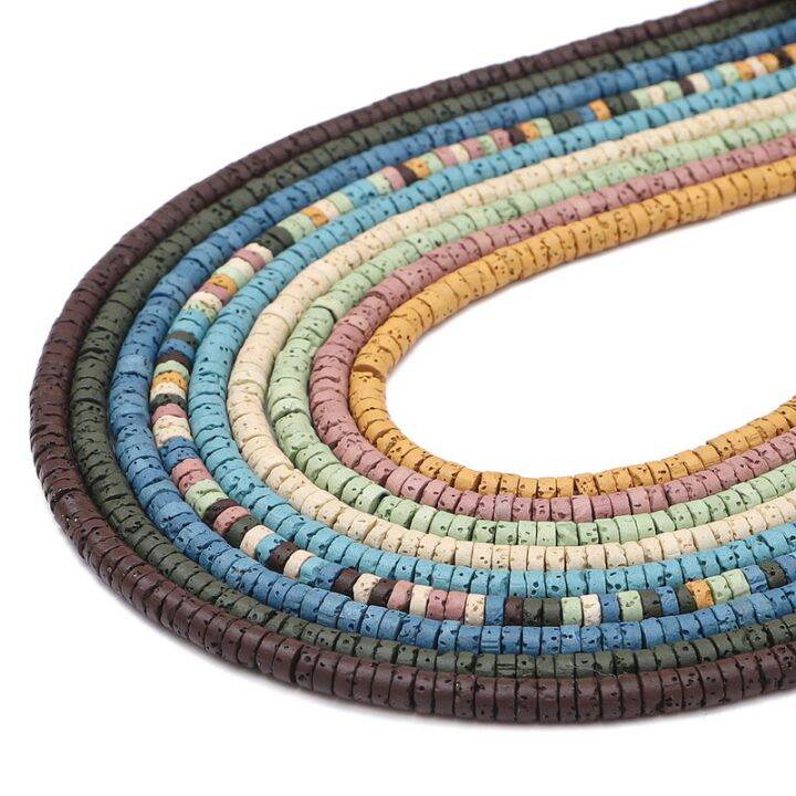ลูกปัดหินลาวาธรรมชาติ4มม-ลูกปัดอวกาศหลวมสำหรับสร้อยคอ-diy-สร้อยข้อมือลูกปัดสำหรับทำเครื่องประดับ16-40ซม