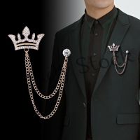 【hot sale】 ☍♣ B36 Hot Sell Fashion Mens Pin Crown Tassel Rhinestone Personalized Coat Western Suit Accessories Badge