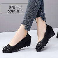 Genuine Leather Peas Shoes Womens Single Shoes Flat Womens Shallow Mother Hollow Sandals Wedges Pregnant Work Leisure