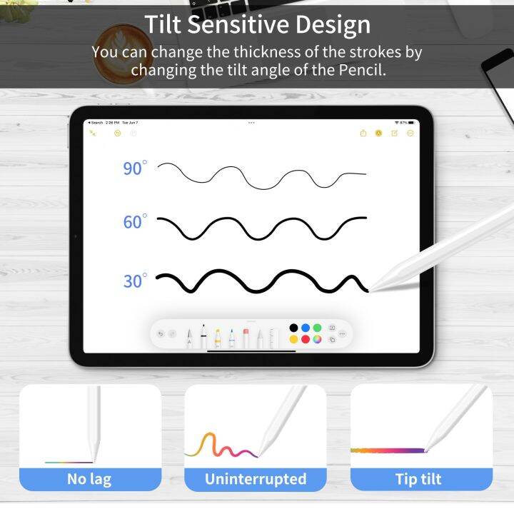 สำหรับดินสอ2-1พร้อมชาร์จไร้สายสำหรับ-ipad-ดินสอปากกาสำหรับ-ipad-air-4-5-pro-11สไตลัส12-9