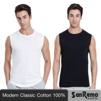 Sanremo (1 ตัว) เสื้อกล้ามชาย ติดแอร์ แซนรีโม แขนกุด บ่าใหญ่ นุ่ม เนื้อละเอียด ระบายเหงื่อดี สวมใส่สบาย สีขาว สีดำ NIS-SCT4