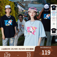 DONSMOKE Sanrio ร่วม LOGOhello kitty American street hip-hop 260G เสื้อยืดแขนสั้นหนัก