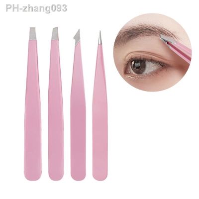 Tweezers Set 4 Pcs Stainless Steel Forceps Precision Pincette Eyelash Extension Eyebrow Face Blackheads Eyebrow Trimming Home