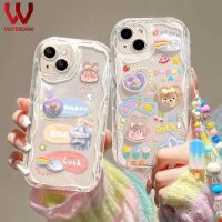 เคสโทรศัพท์นิ่มลายหมีรูปการ์ตูนน่ารักทำมือรูปหมีลายกระต่ายสำหรับ Samsung กาแลคซี S23 S21พิเศษ A04พิเศษ4G A04E/M04 A14สายรัดข้อมือโซ่ฝาหลังนิ่ม