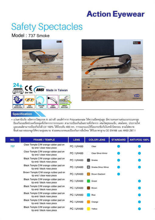 action-eyeware-รุ่น-737-smoke-แว่นตานิรภัย-แว่นกันแดด2020-แว่นตากันuv-แว่นกันแดดผู้ชายสวยๆ-แถมฟรี-ซองแว่น