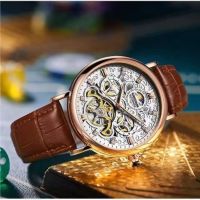 New tourbillon automatic mechanical watch men watch high-grade handsome male waterproof phases of the moon fashion business wrist watch --nb230710♗