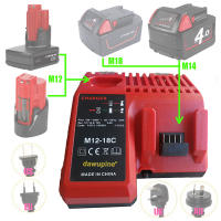 Dawupine M12-18C Li-Ion เครื่องชาร์จ Milwaukee 10.8V 12V 14.4V 18V C1418C 48-11-181518281840แบตเตอรี่