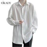 ◆ஐ OKADY เสื้อแขนยาว สไตล์ฮ่องกง ฤดูใบไม้ผลิและฤดูใบไม้ร่วง ใหม่ เสื้อแฟชั่น เวอร์ชั่นเกาหลี ปก เสื้อคู่ เสื้อคู่ เสื้อนอก เสื้อ เสื้อเชิ้ตผู้ชายแขนยาว