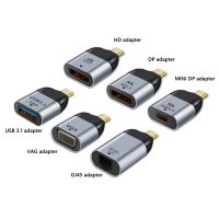 [LUNA electronic accessories] Type C เป็น USB 3.1/รองรับ HDMI /Dp/vga/mini Dp/RJ45อะแดปเตอร์เสียบแปลงฉาย4K/8K 60Hz USB C สำหรับ Samsung