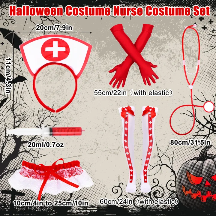 Home Living Halloween Nurse Costume Accessory Red Nurse Costume Kit