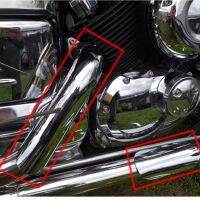 “：》+ Black /Chrome Motorcycle Curved Exhaust Muffler Pipe Heat Shield Cover Guard Protector Universal For Honda Harley