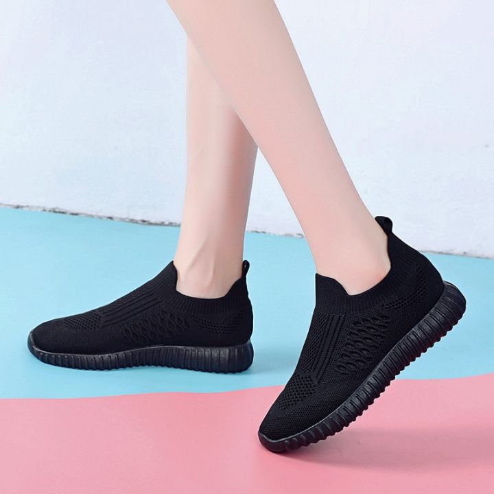 skye-แบบผูกเชือกรองเท้าหุ้มข้อ-แบบสลิป-ออน-รองเท้าผ้าใบ-สีดำ-ผู้หญิง-รองเท้า-แฟชั่น-รองเท้าวิ่ง-เกาหลี