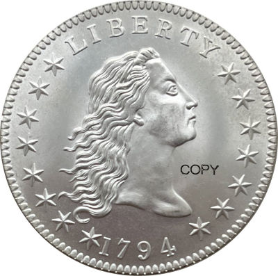 US 1794 1 Dollar Early เงินไหลผมสำเนาเหรียญที่ระลึกสหรัฐอเมริกา Ww2 Liberty Moneda สะสมเหรียญ-kdddd