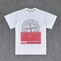 [ในสต็อก] Stone Island Distressed Compass Print Loose Short Sleeve T-shirt