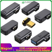 CLMXCA แท็บเล็ต USB-C ที่รองรับ HDMI ตัวแปลงวิดีโอ Gigabit RJ45 DP มินิ อะแดปเตอร์ Type C แม่เหล็กแบบแม่เหล็ก