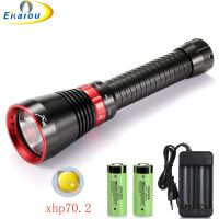 New Professional Diving Flashlight 6000 Lumens XHP70.2 LED White/ Yellow Light Waterproof Underwater Tactical Torch Hunting Lamp Rechargeable  Flashli