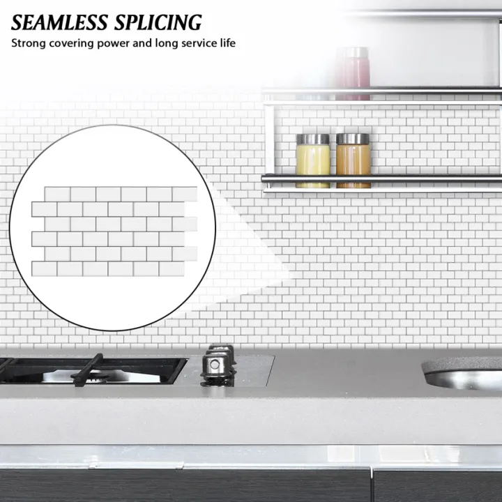 4Sheet White Subway Tiles Self Adhesive Kitchen Splashbacks, Peel And Stick Wall Tile Stickers