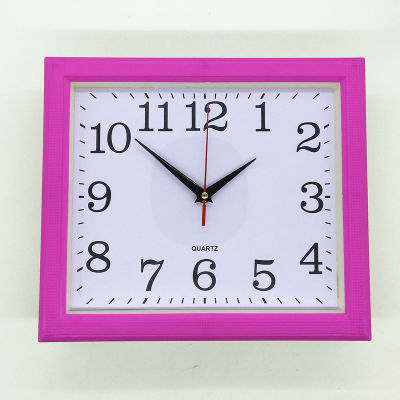 นาฬิกาแขวนผนังทรงสี่เหลี่ยมนาฬิกาควอตซ์สีลูกอมสิบหยวนในครัวเรือนแบบเรียบง่ายนาฬิกาห้องนอน