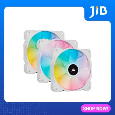 CASE FAN (พัดลมเคส) CORSAIR ICUE SP120 RGB ELITE WHITE TRIPLE PACK WITH LIGHTING NODE (CO-9050137-WW)