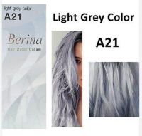 Berina A21 ( 3 กล่อง )ครีมเปลี่ยนสีผม เบอริน่า สีเทาอ่อน ปิดผมขาว ยาย้อม สีเทา ยาโกรกผม  จัดส่งถูกกว่า